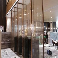客廳定制玫瑰金不銹鋼隔斷屏風工裝金屬花格隔斷廠家
