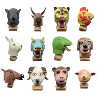 十二生肖動物頭套面具化妝舞會搞笑乳膠頭飾